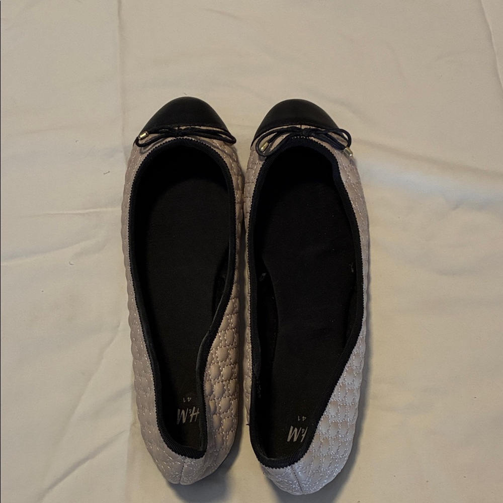 H&M Quilted Flats with Black Toe Cap